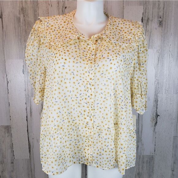 A.N.A. Rosie Ruffle Floral Blouse Sz 2X - Picture 1 of 8